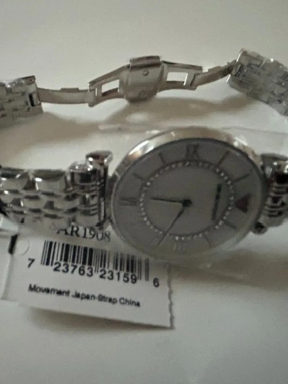 New Emporio Armani AR1908 Classic 32mm Women's Wristwatch - Silver w/Pearl Face